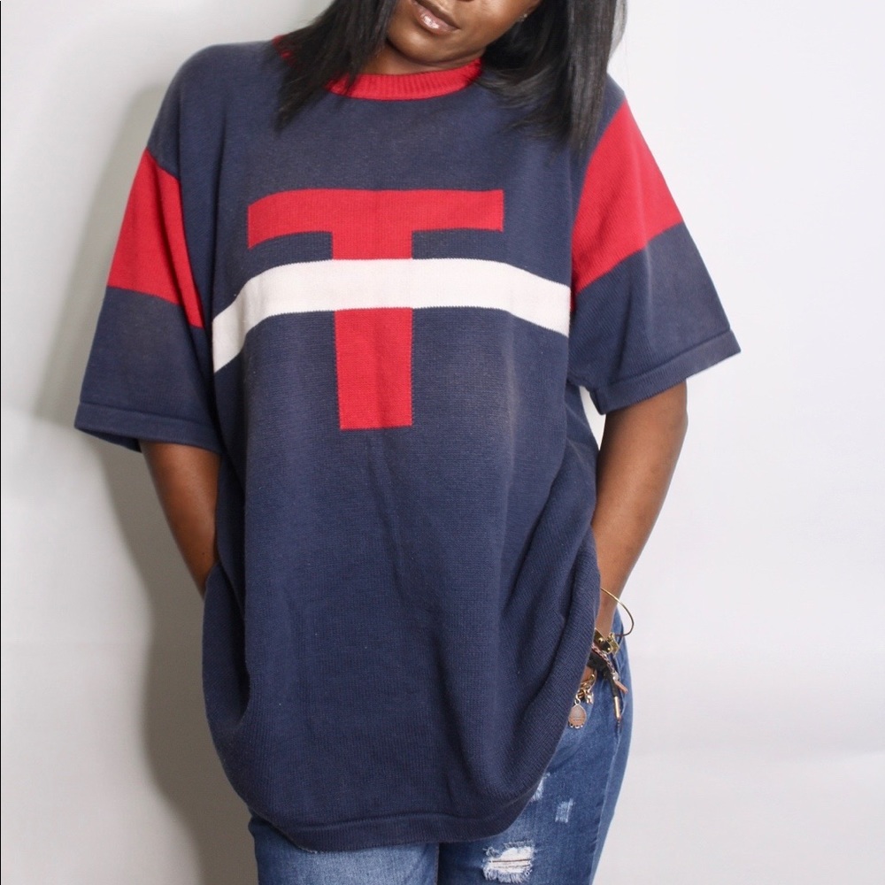 Vintage 90s Tommy Jeans Hilfiger BIG T Sweater